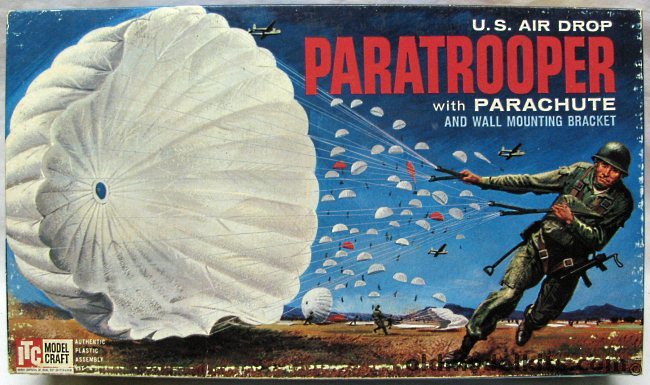 ITC 1/10 US Air Drop Paratrooper with Parachute and Wall Mounting Bracket, 3664-198 plastic model kit